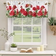 thumbnail image 3 of Red Spring Floral Valances for Windows, Decorative Rod Pocket Window Valance Curtains, Butterfly Farmhouse Short Curtain Drapes for Kitchen/Bathroom/Living Room, 2 Panels, 60" W x 18" L, 3 of 8