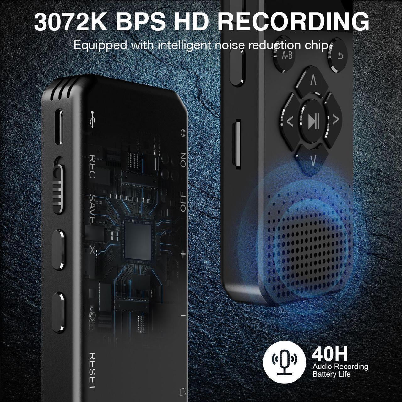 128GB Digital Voice Recorder with Playback Bluetooth Speaker Audio Recorder for Lectures Meetings Interviews Voice Audio Recorder MP3 Player with Bluetooth