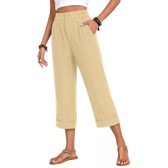 Only Moment Wide Leg Pants Woman Jute Wide Leg High Waist Casual Lounge Pant 2026 Beach Travel Vacation Outfits Beige,L