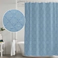 thumbnail image 4 of Polyester Fabric Haze Blue Plaid Shower Curtain, Farmhouse Modern Abstract Striped Waterproof Bathtub Curtain Bathroom Decor Set with Hooks 54 x 78 Inches, 4 of 6