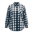 thumbnail image 3 of Horkkom Cotton Button Down Shirts for Women Loose Long Sleeve Plaid Print Flannel Shirts Casual Fall Lapel Tops with Pockets L, 3 of 4