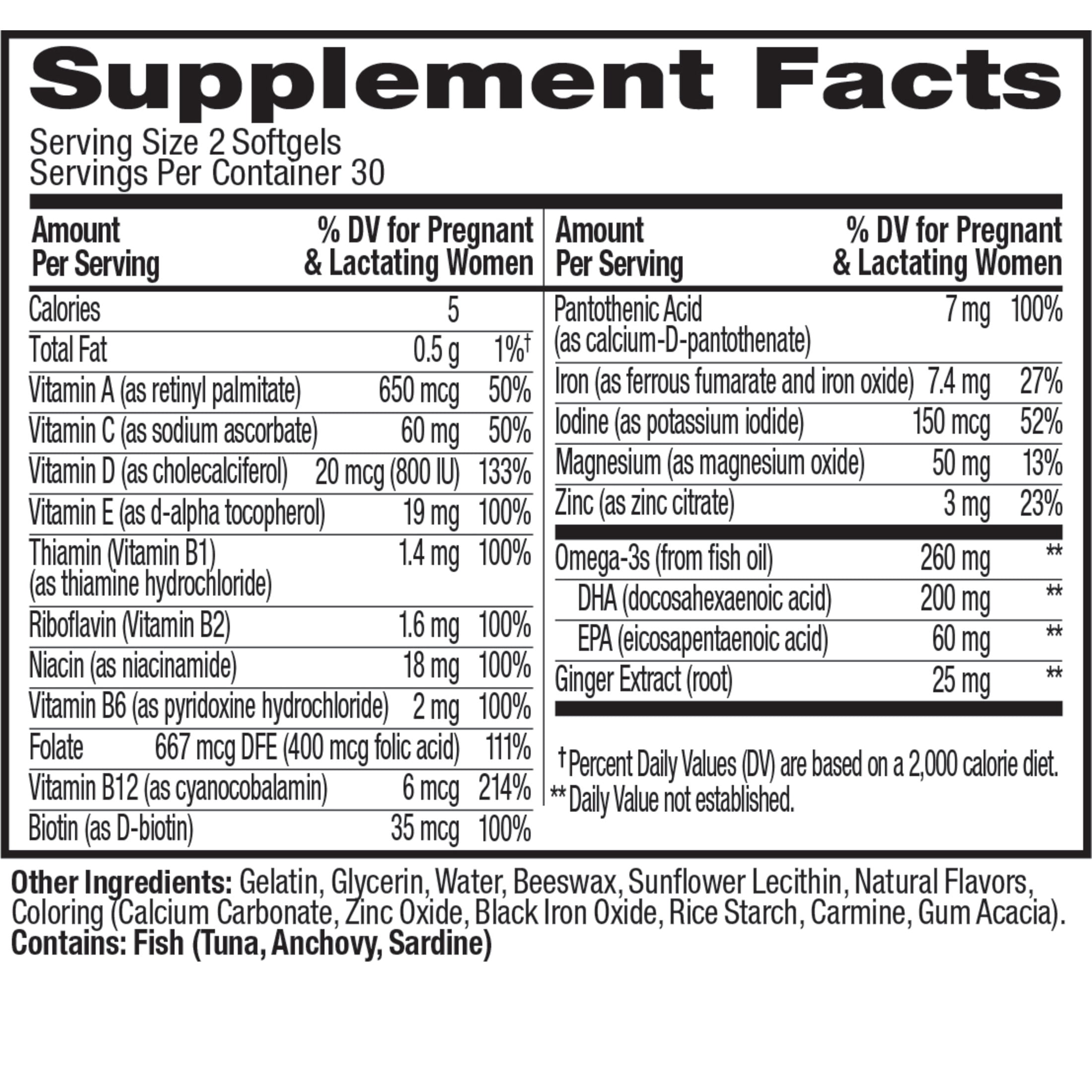 OLLY Ultra Strength Prenatal Multivitamin Softgels, Folic Acid, DHA, Iron, Vitamins B, C, D & E, 60 Count