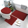thumbnail image 1 of Smart Linen 3 Piece Bathroom Rug Set Includes Bath Rug, Contour Mat and Toilet Lid Cover, Machine Washable, Super Soft Microfiber & Non Slip Bath Rugs with Rubber Backing Solid (Burgundy), 1 of 1