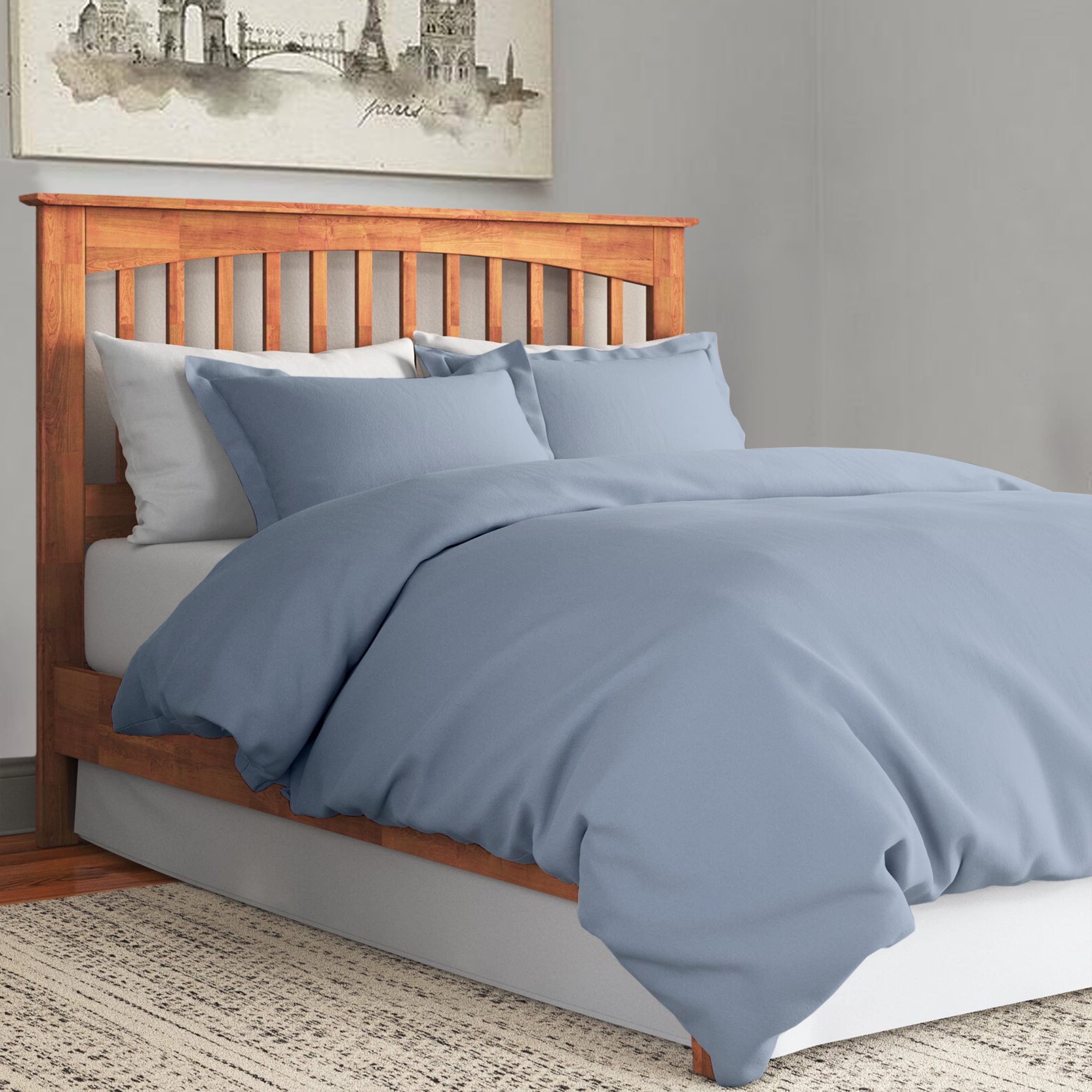 A1 Home Collections Organic Cotton Duvet Set, Standard, Light Blue