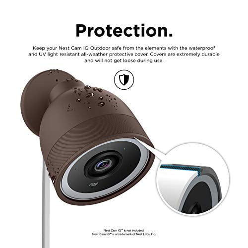 Ventilation elago Google Nest Cam IQ Outdoor Security Camera Cover All-Weather Protective Skin Dark Brown Holes for Microphone/Speaker Easy Installation Camouflage - Infrared LED Visible 