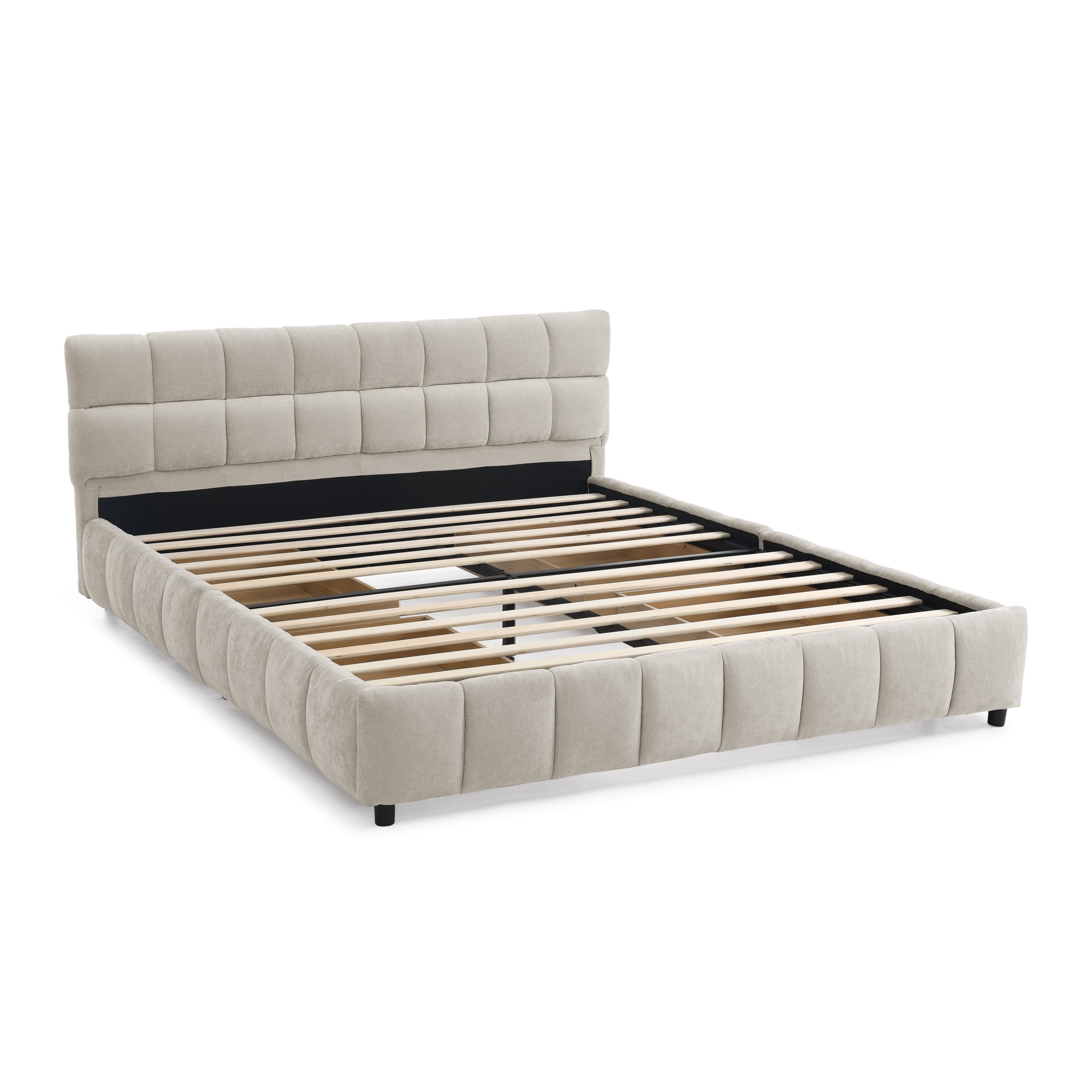 Jopath Queen Size Upholstered Bed ,Upholstered Bed Frame with Headboard and Drawer for Teen and Adult Beige