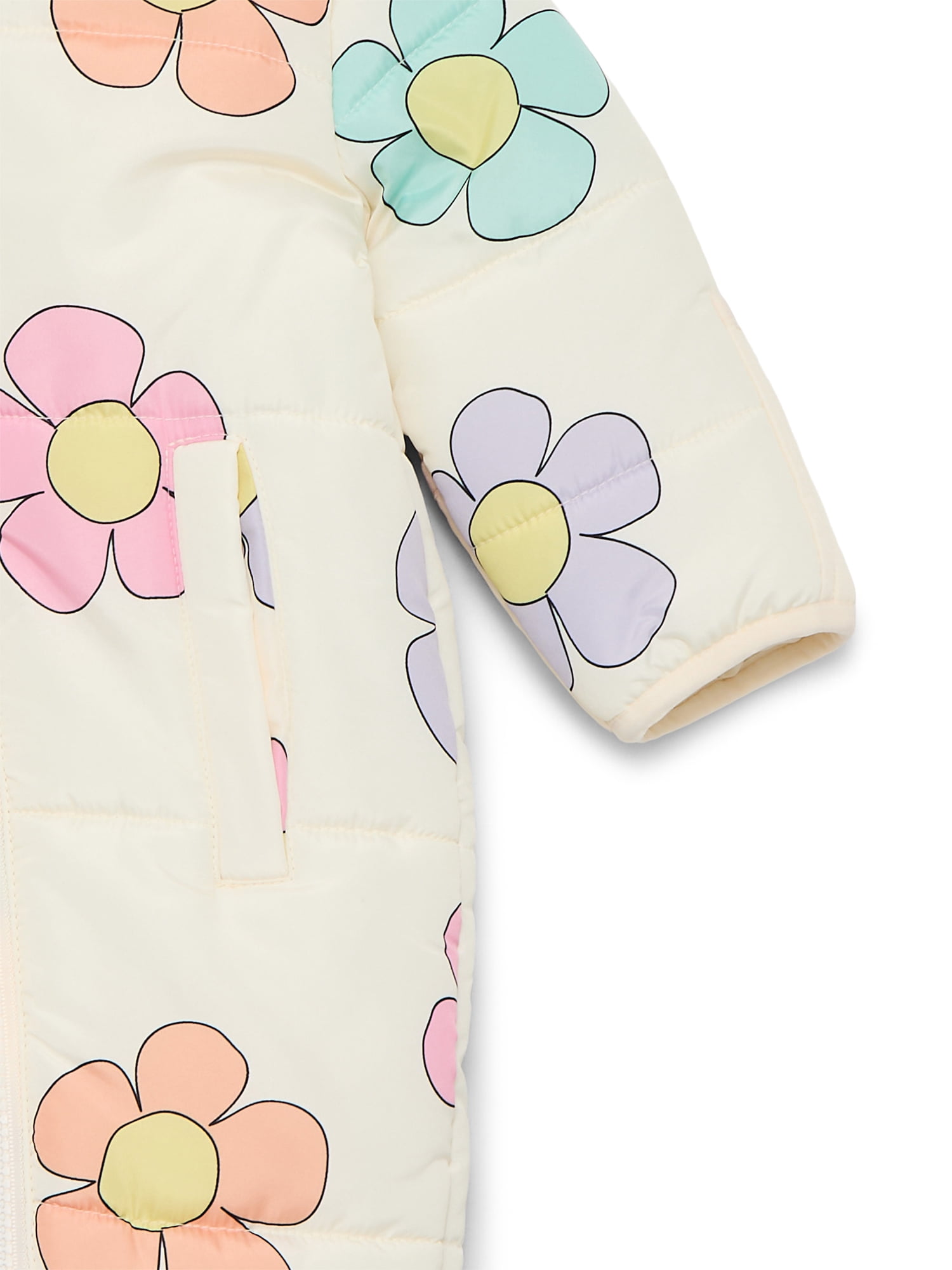 Jessica Simpson Baby Girls Floral Snowsuit with Teddy Bear Ears, Sizes 0M-12M