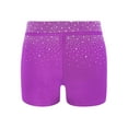 thumbnail image 4 of Oyolan Girls Ballet Dance Shorts Gymnastics Sports Bottom Figure Skating Shiny Rhinestone Shorts Purple 16, 4 of 5