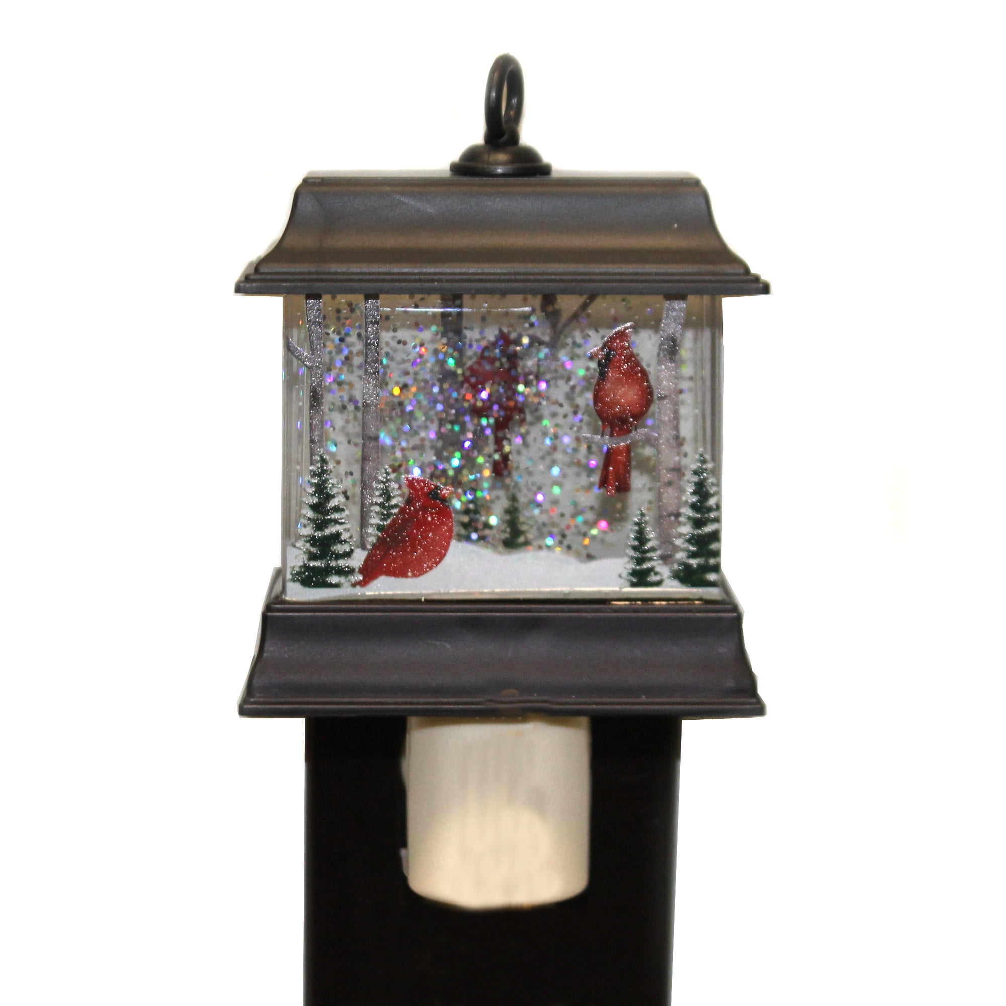 Christmas LANTERN CARDINAL NIGHT LIGHT Acrylic Glitter Christmas 166182
