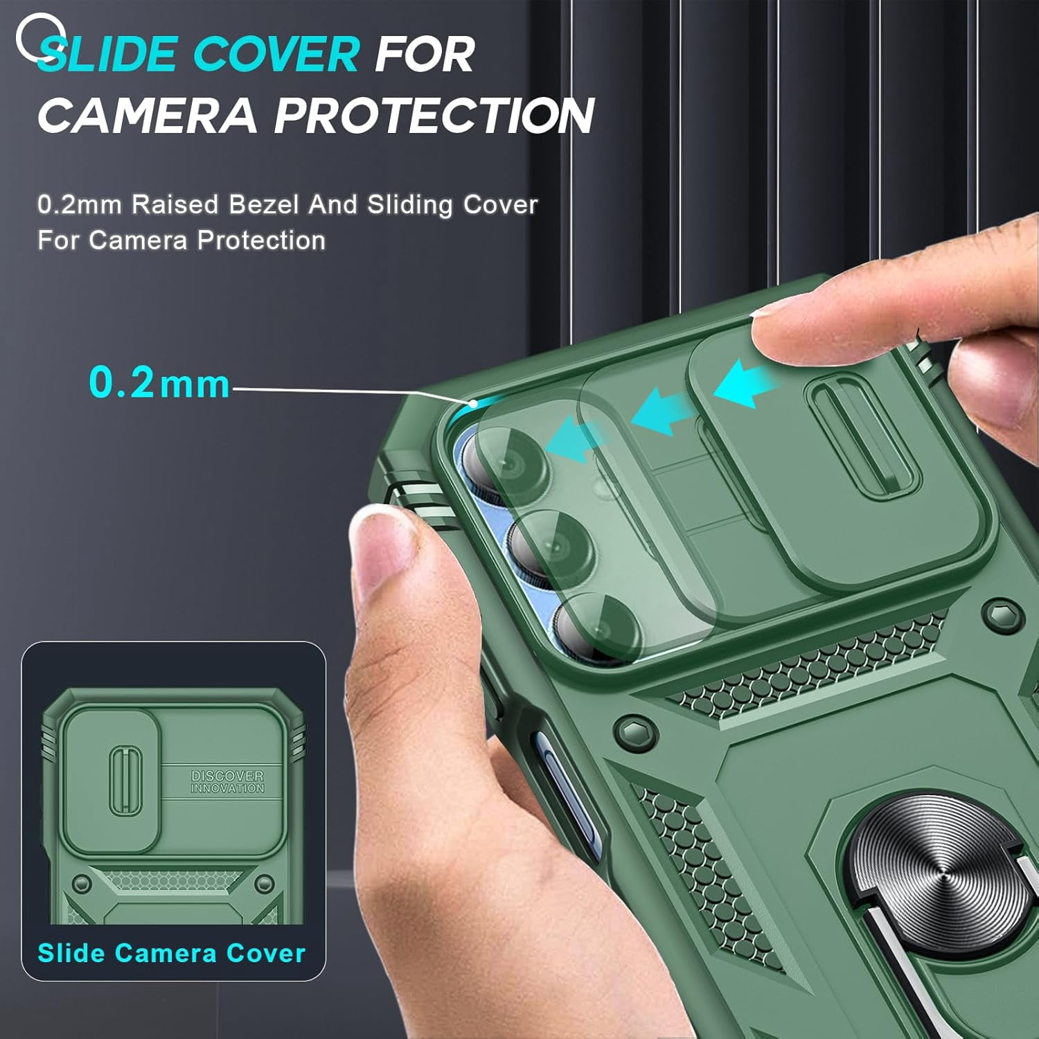 RGHJAR-Compatible for Samsung A15 5G Phone Case: A15 5G Screen Protector with Galaxy A15 Case, Magnetic Rotatable Kickstand, Heavy Duty Shockproof for Celular Android Phone Case A15 5G,Green