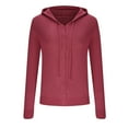 thumbnail image 4 of Women's Knit Cotton Hoodies Button Cardigan Hooded Sweaters Tops Drawstring Open Front Jacket Coats, 4 of 6