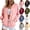 Black, variant on Bomber Jacket for Women Casual Button Down Varsity Jackets with Pockets Fall Fashion Oversized Long Sleeve Fleece School Athletic Shackets
