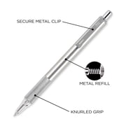 Zebra Pen F-701 Stainless Steel Ballpoint Retractable Pen, Black Ink, Fine Point 0.8mm