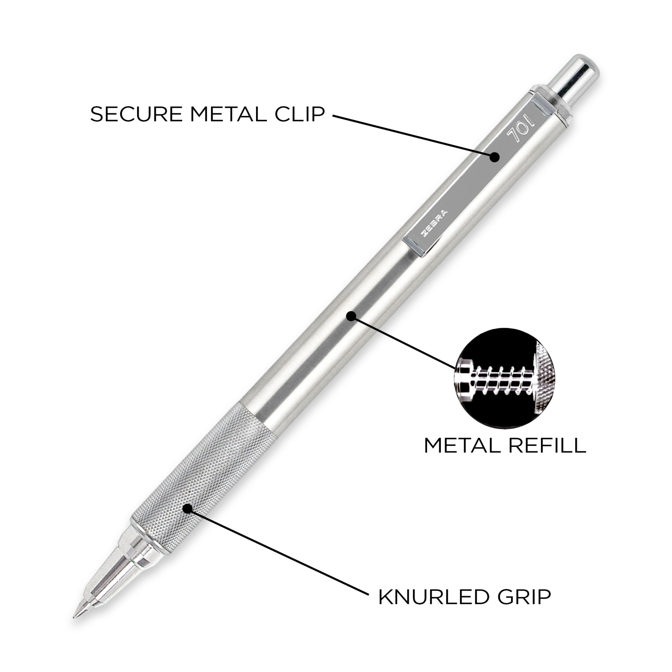 Zebra Pen F-701 Stainless Steel Ballpoint Pen photo 2