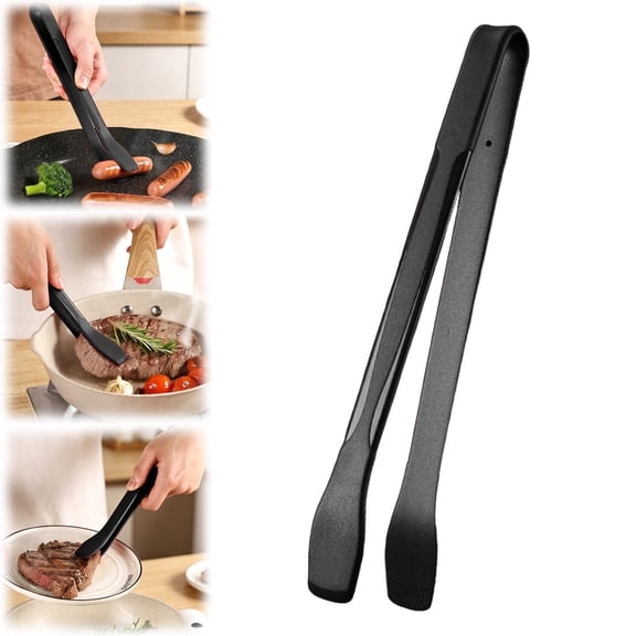 Tucknest Silicone Kitchen Tongs, 9 Inch Heat Resistant Non Stick Cooking Tongs for Serving Salad, Grilling Meat, Flipping Pancakes, Black