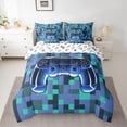 thumbnail image 2 of Castle Fairy Abstract Hexagon Gamer Bedding Comforter Set,Video Game King Bedding Sets, 2 of 8