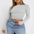 thumbnail image 2 of Chemises Décontractées pour Femmes Manches Longues Couleur Unie Col Rond, 2 of 6