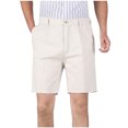 thumbnail image 2 of Lovskoo Men's Dress Shorts Flat Front Solid Color High Waist Knee Length Pants Business Suit Pants Straight Leg Shorts White, 2 of 5