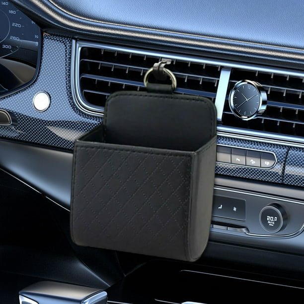 Organizador de Cuero para La Ventilación Del Coche | Caja Multiusos para Colgar Teléfono, Llaves y Monedas | Ajuste Universal para Muchos Vehículos | Fácil Instalación Sin Herramientas