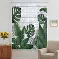 thumbnail image 2 of Palm Leaves Sheer Curtains 45 Inches Long, Tropical Botanical Leaf Summer Wooden Gray Light Filering Curtains, Breathable Simi Curtain Privacy Drapes for Kitchen Bathroom Small Window Treatment, 2 of 7