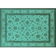 thumbnail image 1 of Ahgly Company Machine Washable Indoor Rectangle Oriental Turquoise Blue Traditional Area Rugs, 7' x 10', 1 of 4