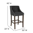 thumbnail image 6 of Flash Furniture Carmel Series 30" High Transitional Tufted Walnut Barstool with Accent Nail Trim in Charcoal Fabric, 6 of 12