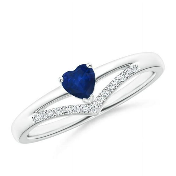 Heart Shape Blue Sapphire CZ Diamond Band Ring Women 925 Sterling Silver September Birthstone Christmas New Year Gift Gemstone Jewelry