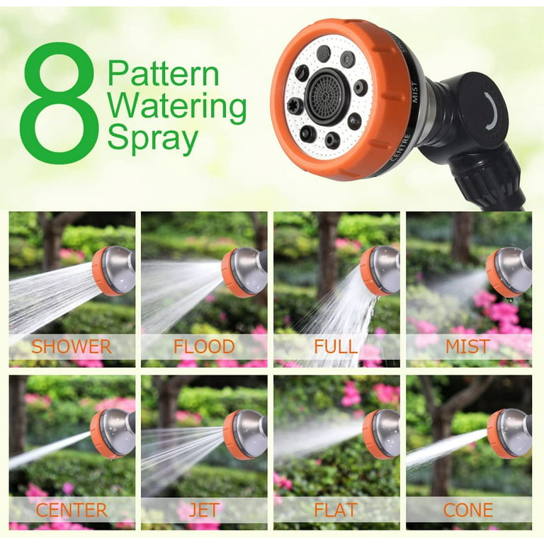 Garden Watering Wand, Garden Hose Nozzle Hose Sprayer Water Hose Wand with  Pivoting Head, 8 Spray Patterns, Thumb Flow Control, Easy to Reach Anywhere  in Garden & Law 