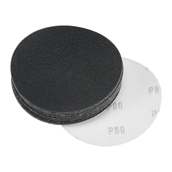 Uxcell 5 Inch 80 Grit Hook and Loop Silicon Carbide C-Weight Backing Sanding Disc 20Pack