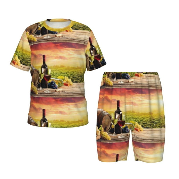 Balery Red Wine Glasses Conjunto de Pijama Infantil de Manga Corta con Estampado – Ropa de Dormir de Algodón Suave-Small