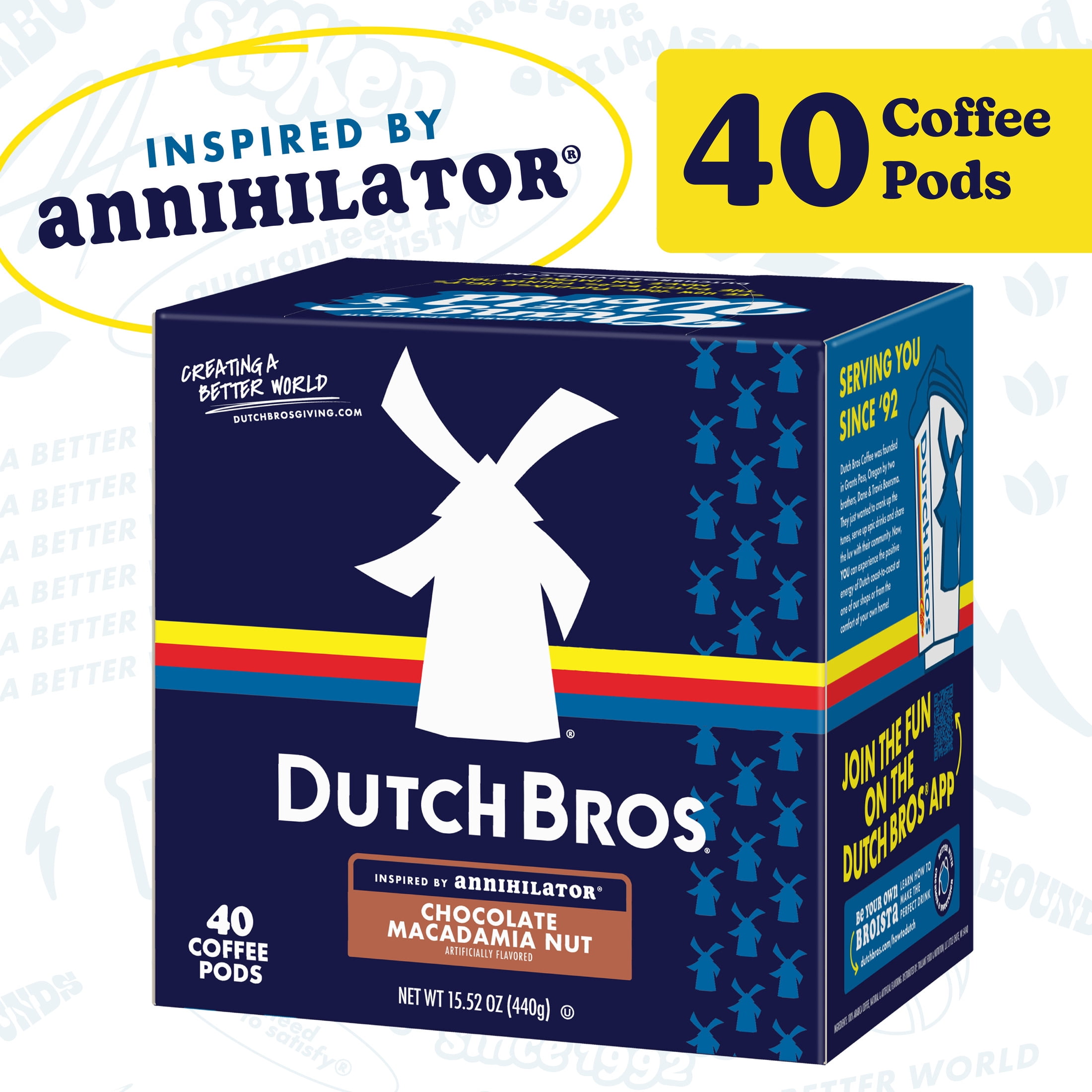 Dutch Bros Chocolate Macadamia Nut Flavored Coffee inspired by Annihilator®, 40 Count, Medium Roast, Single Serve Coffee Pods for Keurig K-Cup Brewers