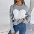 thumbnail image 2 of Ltctricy Sweaters for Women Soft Casual Long Sleeve Crew Neck Heart Printed Pullover Knit Tops Fall Winter Fashion Clothes(Gray,XX-Large), 2 of 5