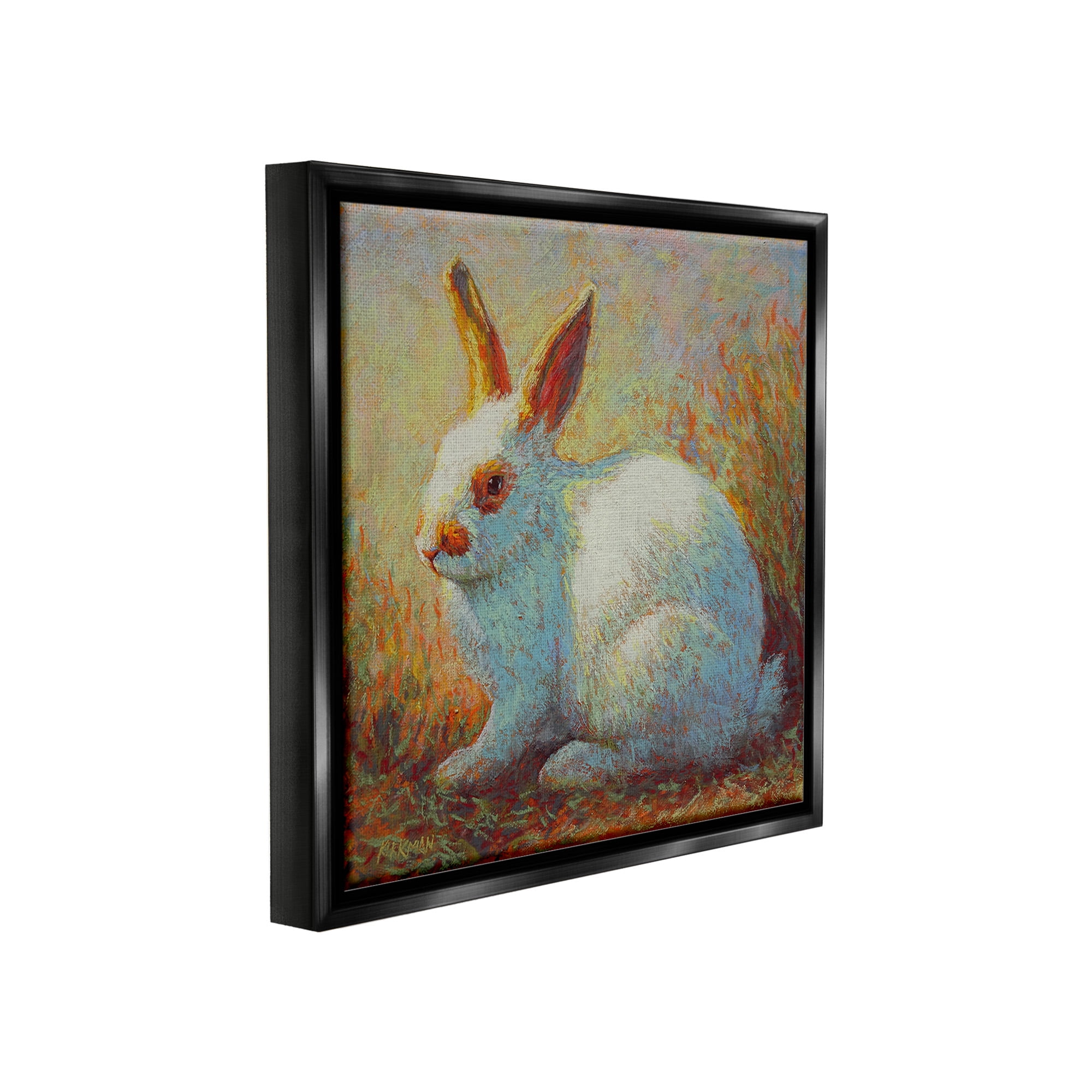 Stupell Industries Traditional Bunny in Nature Animals & Insects Painting Black Floater Framed Canvas Art Print Wall Art, 25 x 25