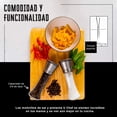 thumbnail image 5 of Set de 2 molinillos ajustables de sal y pimienta de acero inoxidable, molino de sal y pimienta, salero y pimentero, molino rellenable manual para sal, pimienta o especias (Con soport, 5 of 5