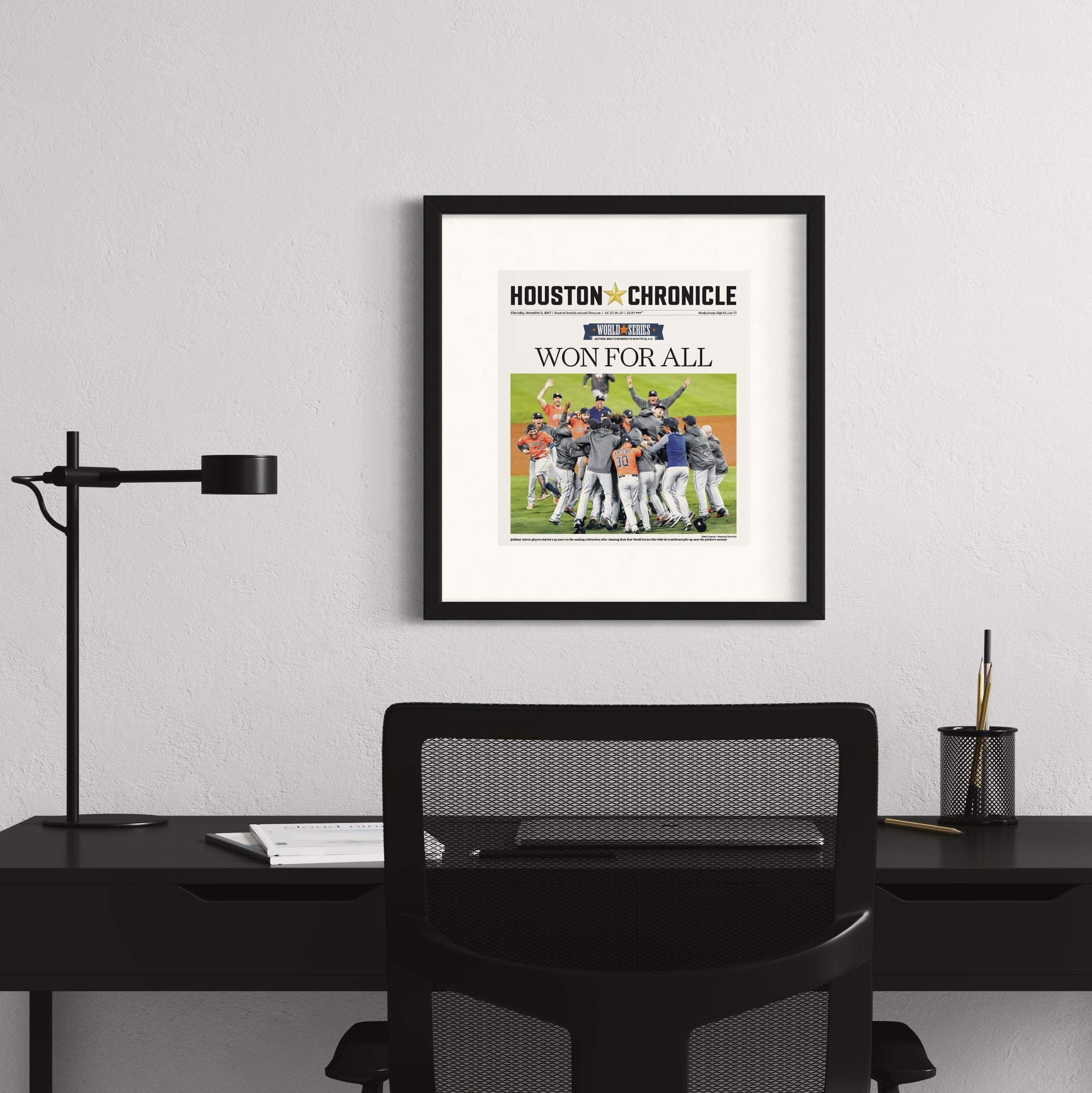 Black Newspaper Frame with Mat - Made to Display Media Measuring 11x12 inches