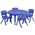 thumbnail image 1 of Pemberly Row Ensemble de Table Ronde 5 Pcs 33 Pouces Hauteur Réglable en Plastique Bleu, 1 of 1