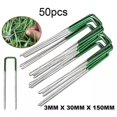 thumbnail image 1 of Clavos de tierra en forma de U verdes medio rociados, clavos de césped verdes para jardín, clavos fijos de césped Artificial, clavos de césped, 1 of 4