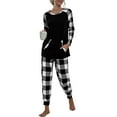 thumbnail image 1 of Gvmfive Women 2 Pcs Pajama Set Plaid Long Sleeve Sleepwear Tops and Pants, 1 of 7