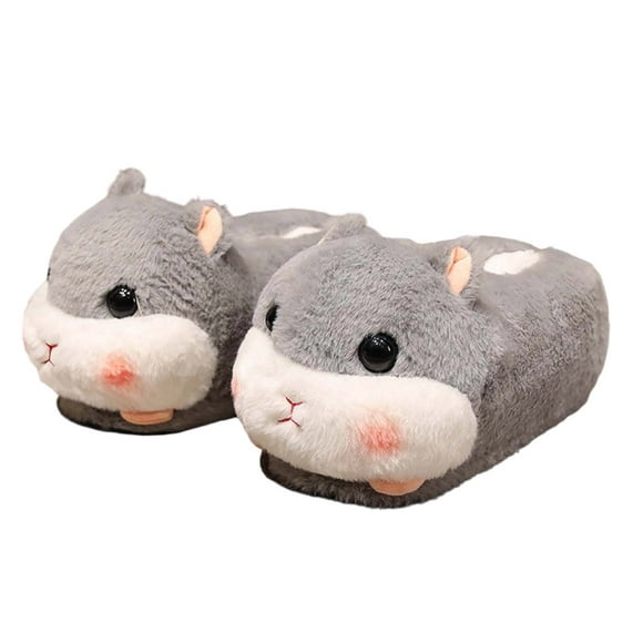 Zhanying Womens Indoor Slippers, Cozy Winter Hamster Couple Slippers with Heel Support for Indoor Home Comfort and Warmth Soft Lined Floor Shoes for Women and Men