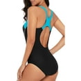 thumbnail image 3 of Attraco Women's One-piece Sports Swimsuit Color Block Water Aerobic Swimwear Bathing Suit, 3 of 5