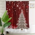 thumbnail image 2 of Red White Christmas Bath Shower Curtain Set Snowy Christmas Tree Winter Snowflakes Shower Curtains Home Decorative Waterproof Polyester Fabric Bathroom Curtain with Hooks 72x72 Inch, 2 of 6