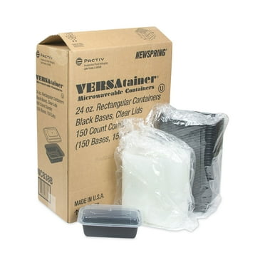 Pactiv Evergreen Newspring Versatainer Microwavable Containers, 24 oz, 5 x 7.25 x 2, Black/Clear, Plastic, 150/Carton