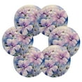 thumbnail image 2 of 6 Pcs Purple Flowers Drink Coasters with Holder Absorbent Coaster Sets Cup Heat-Resistant Hot Pads Mats for Bar Table Protection, 2 of 7