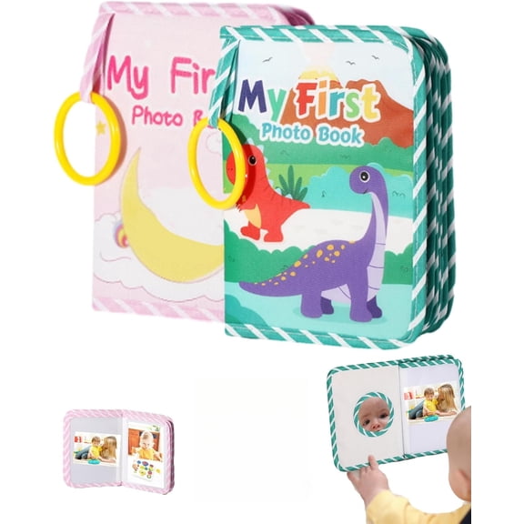My First Baby Photo Book with Safe Mirror, 2025 New My First Soft Photo Album for Baby, Photo Album Holds 4x6'' Photos for Memory Album Baby Shower