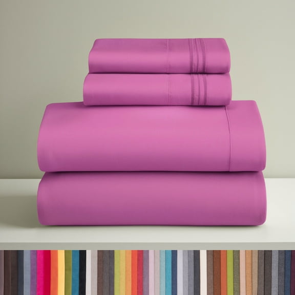 Clara Clark King Sheets Set, Hotel Luxury 4 PIece Deep Pocket Sheets, Ultra Soft Microfiber Bed Sheets Set, Light Pink