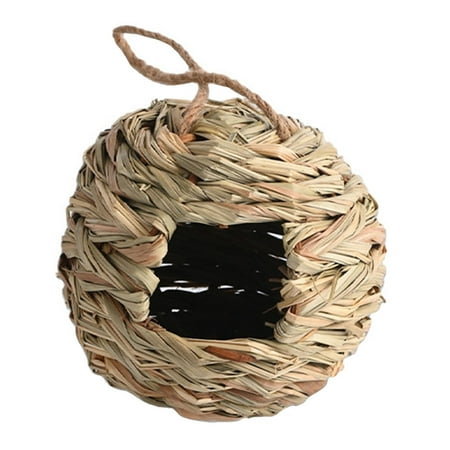 BESTYASH 2-Pack Khaki Grass Bird Nests Crafted from Natural Materials Ideal for Outdoor Garden and Backyard Decoration