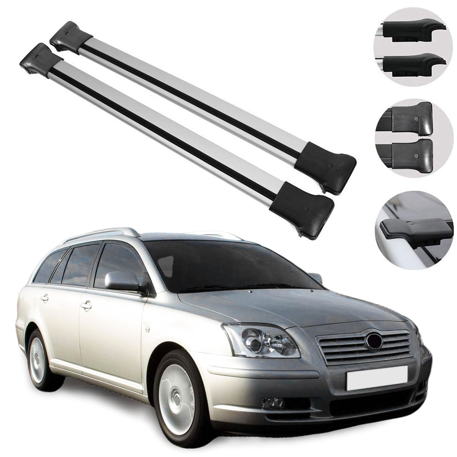 Roof Rack Cross Bars Luggage Carrier Silver for Toyota Avensis Wagon
