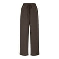 thumbnail image 3 of SELONE Wide Leg Womens Pants Plus Size Brown High Waist Workout Pants with Pockets Wide Leg Full Length Loose Long Workout Pants for Work out Drawstring Solid Yoga S Tall Breathable Gym Clothes, 3 of 7
