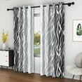 thumbnail image 3 of Lfeey Gradient Stripe Blackout Curtains, Grommet Curtains for Modern Living Room Bedroom, Gray Black, 52x63 inch, 3 of 5