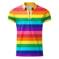 thumbnail image 4 of FUZHIQ Men's Polo Shirts Short Sleeve Color Block Striped Casual Golf Polo Breathable Lightweight Business Work Daily Wear Fashion Collared Shirt for Men,XXL, 4 of 5